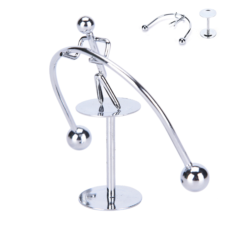 Mini Metal Perpetual Balance Small Weightlifting Cartoon Newton Physics Science Newton Pendulum Home Little Iron People Swing