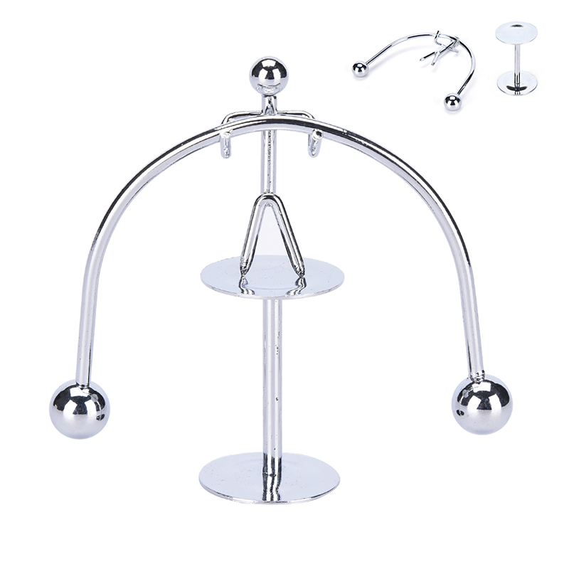 Mini Metal Perpetual Balance Small Weightlifting Cartoon Newton Physics Science Newton Pendulum Home Little Iron People Swing