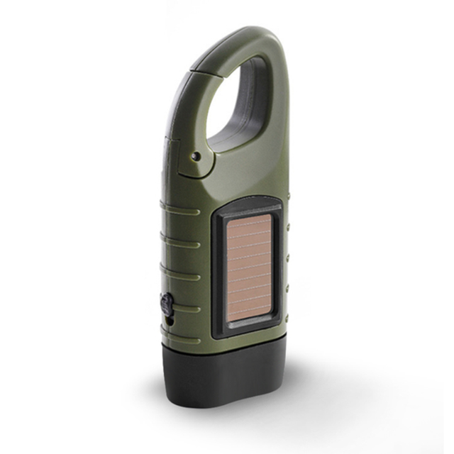 Solar Powered LED Flashlight Hand Crank Rechargeable Survival Gear Self Powered Charging Torch Dynamo for Fishing Boating Hiking