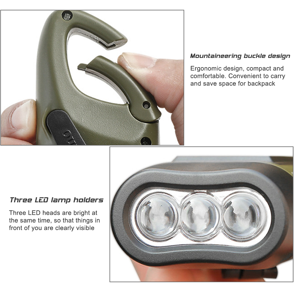 Solar Powered LED Flashlight Hand Crank Rechargeable Survival Gear Self Powered Charging Torch Dynamo for Fishing Boating Hiking