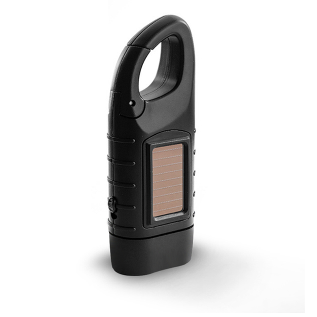 Solar Powered LED Flashlight Hand Crank Rechargeable Survival Gear Self Powered Charging Torch Dynamo for Fishing Boating Hiking