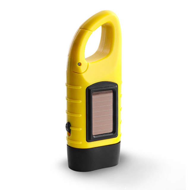 Solar Powered LED Flashlight Hand Crank Rechargeable Survival Gear Self Powered Charging Torch Dynamo for Fishing Boating Hiking