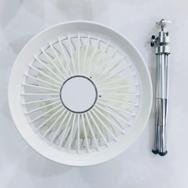 Multifunctional Mini Fan USB Rechargeable Portable Fan Outdoor Camping Tripod Ceiling Fan with Led Light and Control 4-speed