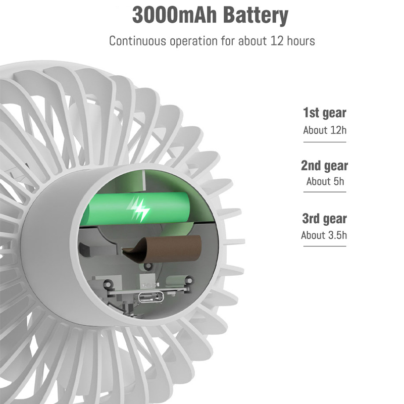 Multifunctional Mini Fan USB Rechargeable Portable Fan Outdoor Camping Tripod Ceiling Fan with Led Light and Control 4-speed