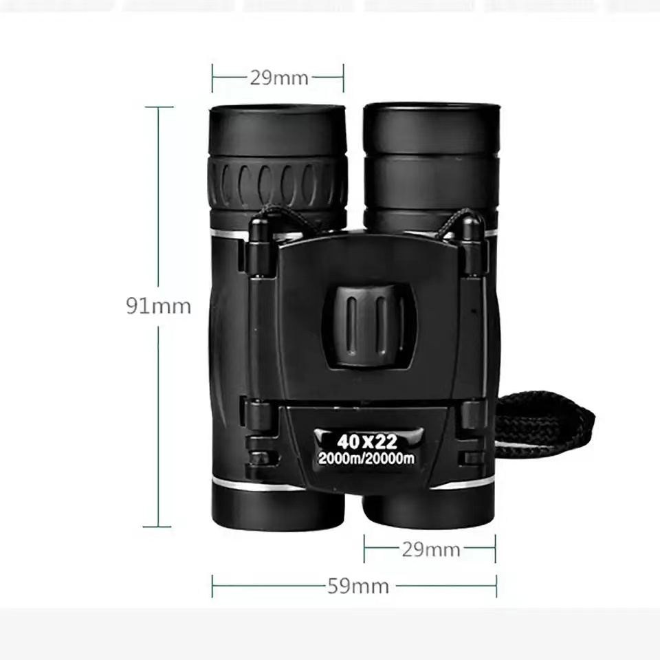40x22 HD Powerful Binoculars 2000M Long Range Folding Mini Telescope BAK4 FMC Optics For Hunting Sports Outdoor Camping Travel