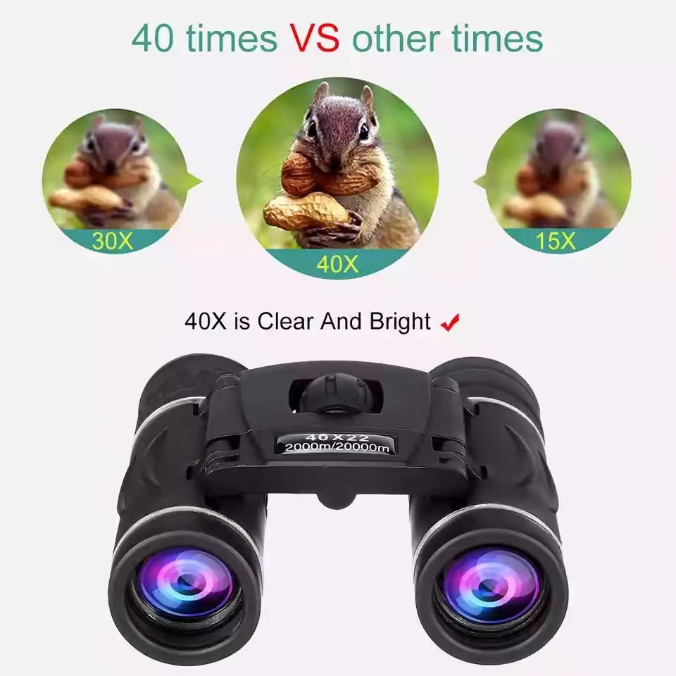 40x22 HD Powerful Binoculars 2000M Long Range Folding Mini Telescope BAK4 FMC Optics For Hunting Sports Outdoor Camping Travel