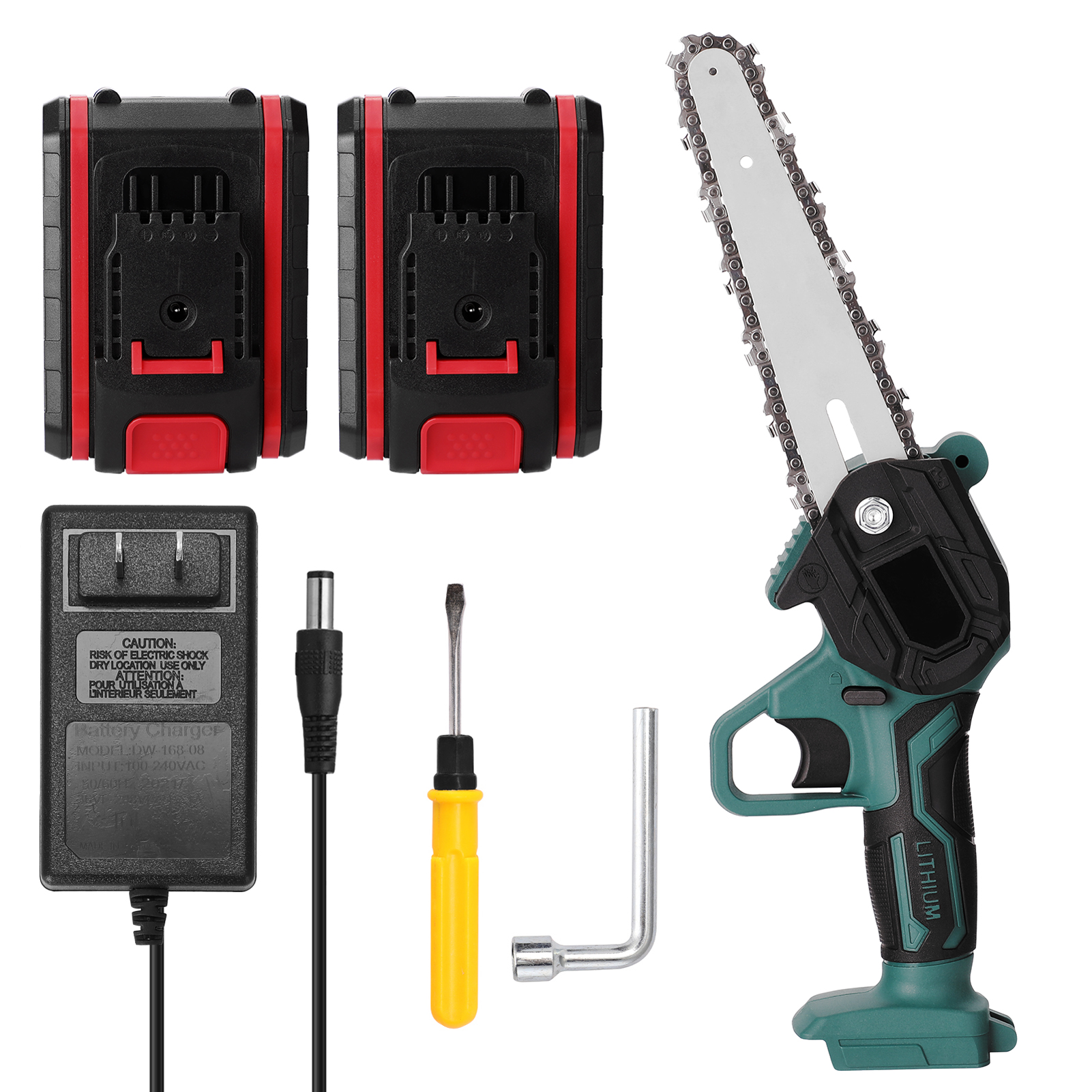 21V 4 Inch/6 Inch Mini Steel Chainsaw Saw Mini Handheld Pruning Saw Portable Woodworking Electric Saw Cutting Tool for Garden