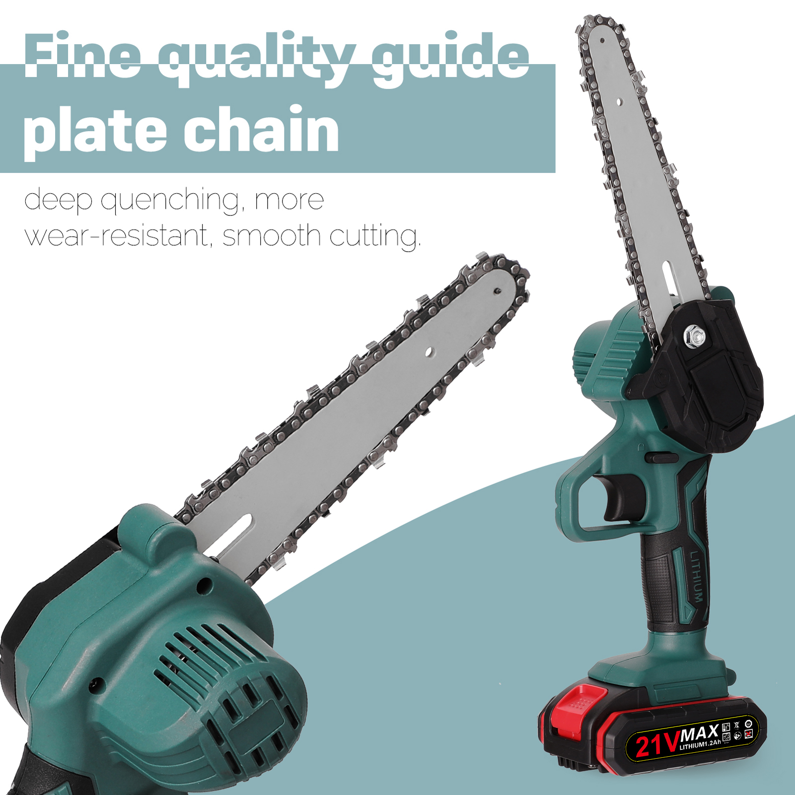 21V 4 Inch/6 Inch Mini Steel Chainsaw Saw Mini Handheld Pruning Saw Portable Woodworking Electric Saw Cutting Tool for Garden