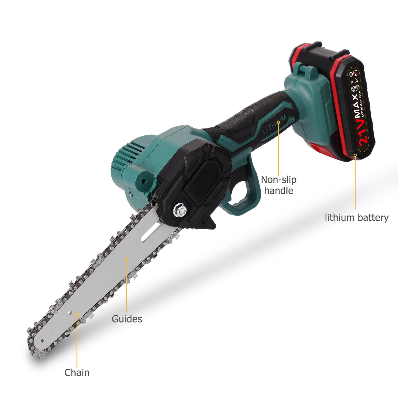 21V 4 Inch/6 Inch Mini Steel Chainsaw Saw Mini Handheld Pruning Saw Portable Woodworking Electric Saw Cutting Tool for Garden