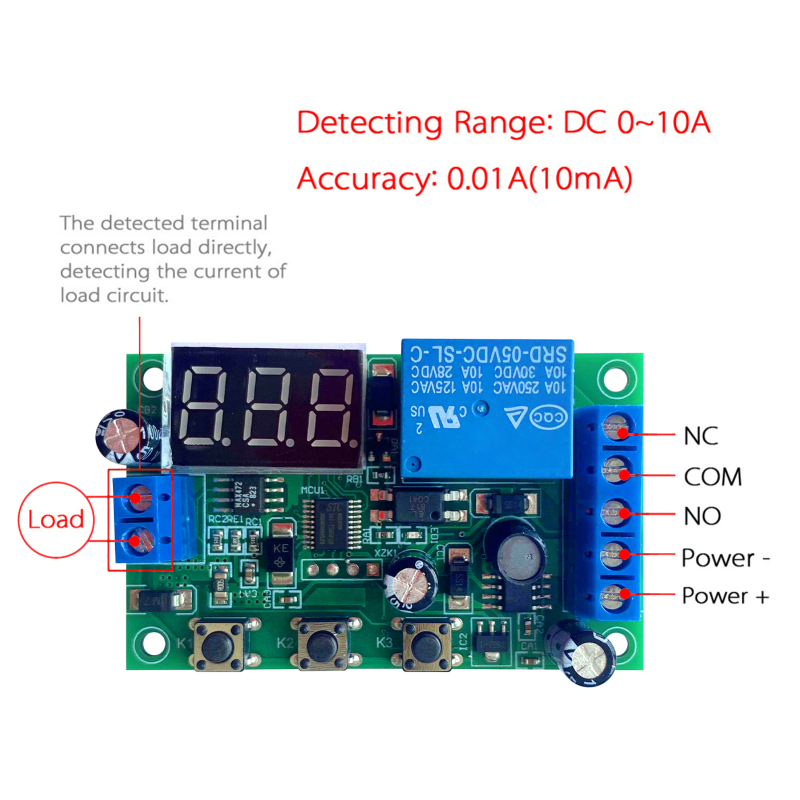 12V 0-10A DC Current Detection Module Current Sensing Detecting Delay Relay Control YYI-2 Current Detection Module