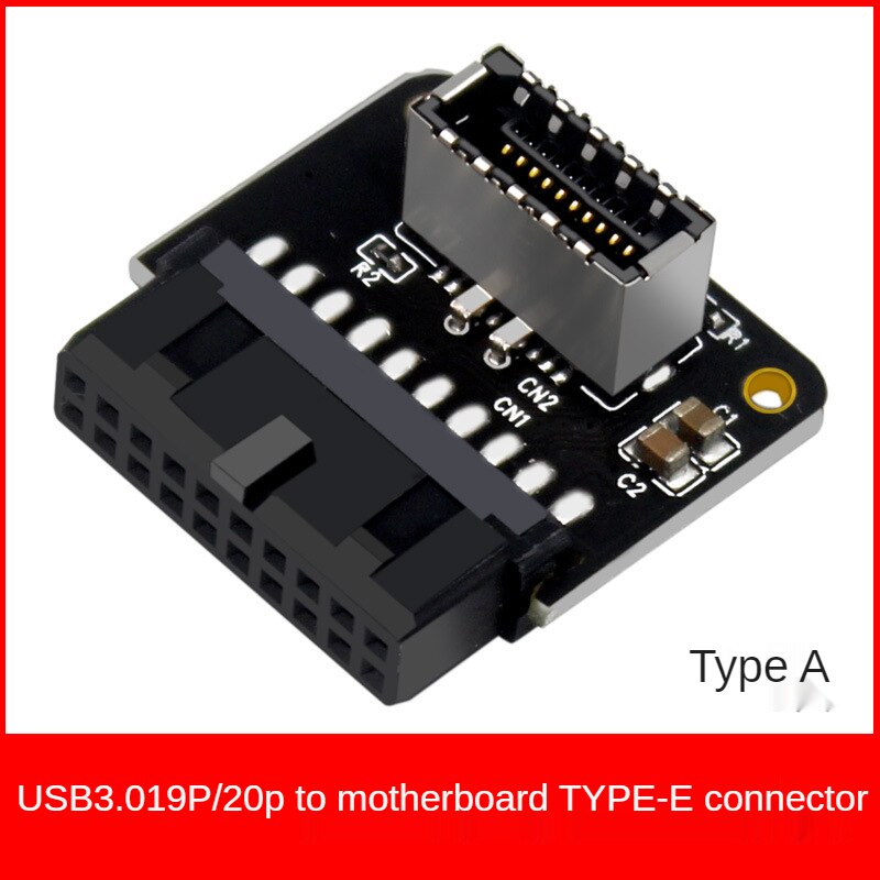 Motherboard adapter USB3.0 19P/20P To TYPE-E 90 Degree Adapter Chassis Front Type C Plug-in Port Computer Accessories for Desktop Part