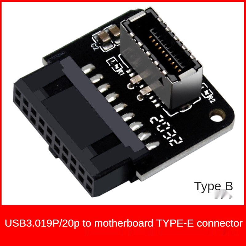 Motherboard adapter USB3.0 19P/20P To TYPE-E 90 Degree Adapter Chassis Front Type C Plug-in Port Computer Accessories for Desktop Part