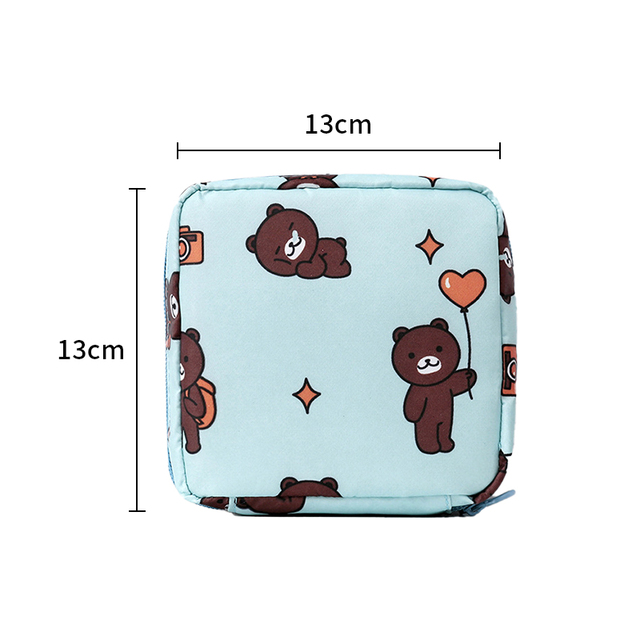 Portable Sanitary Storage Napkin Tampon Storage Bag Women Cotton Travel Makeup Storage Bags Literary Zipper Coin Purse