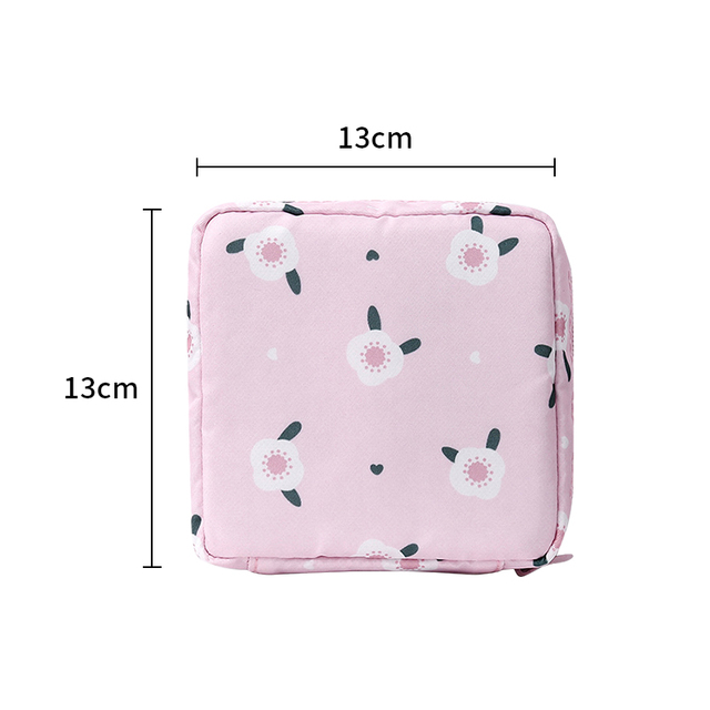 Portable Sanitary Storage Napkin Tampon Storage Bag Women Cotton Travel Makeup Storage Bags Literary Zipper Coin Purse