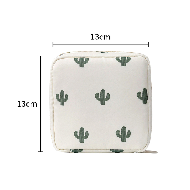 Portable Sanitary Storage Napkin Tampon Storage Bag Women Cotton Travel Makeup Storage Bags Literary Zipper Coin Purse