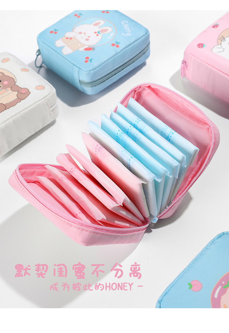 Portable Sanitary Storage Napkin Tampon Storage Bag Women Cotton Travel Makeup Storage Bags Literary Zipper Coin Purse