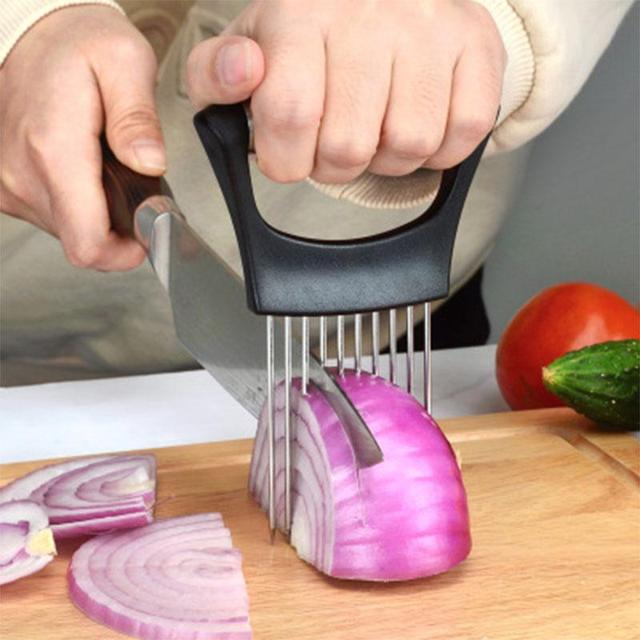 Creative Onion Slicer Stainless Steel Loose Meat Needle Tomato Potato Vegetables Fruit Cutter Safe Aid Tool Kitchen Gadgets New