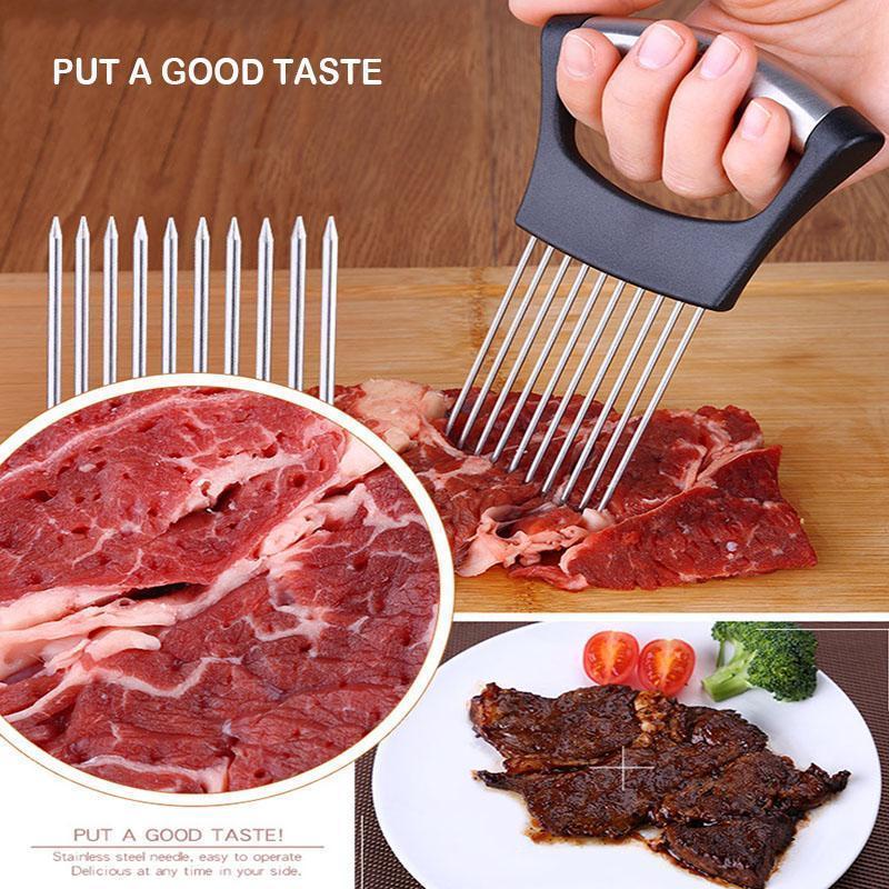 Creative Onion Slicer Stainless Steel Loose Meat Needle Tomato Potato Vegetables Fruit Cutter Safe Aid Tool Kitchen Gadgets New