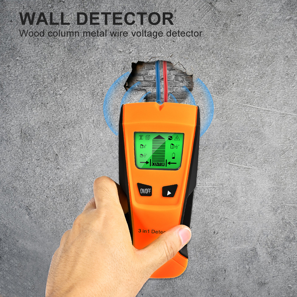 3 in 1 Metal Detector LCD Display Multifunctional Wall Detector Find Wooden Pin Metal Cable Detector Wall Scanner wit AC Warning