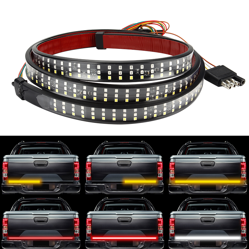 12V 49inch/60inch Car Brake Turn Light Warning Signal Flexible LED Strip Rear Tail Running Reverse Double Flash Lights Red