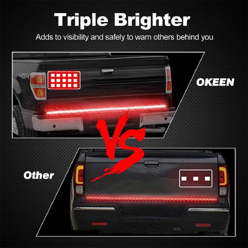 12V 49inch/60inch Car Brake Turn Light Warning Signal Flexible LED Strip Rear Tail Running Reverse Double Flash Lights Red