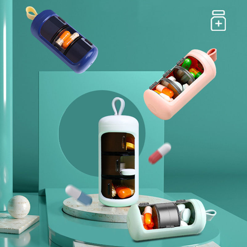 Portable Pill Box 3 Grids Drug Storage Box Moisture-Proof Mini Pill Sealed Box Travel Medicine Organizer Grain Fiber Pill Case