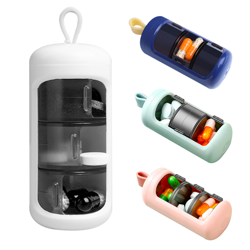 Portable Pill Box 3 Grids Drug Storage Box Moisture-Proof Mini Pill Sealed Box Travel Medicine Organizer Grain Fiber Pill Case