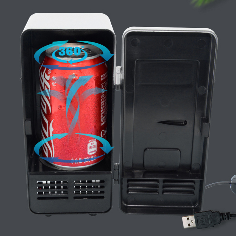 Mini USB Fridge Portable Cooler Beverage Drink Cans Cooler / Warmer Refrigerator for Car Laptop PC Computer Black Red Color 2022