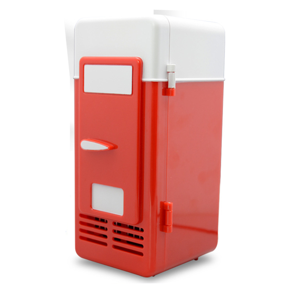 Mini USB Fridge Portable Cooler Beverage Drink Cans Cooler / Warmer Refrigerator for Car Laptop PC Computer Black Red Color 2022