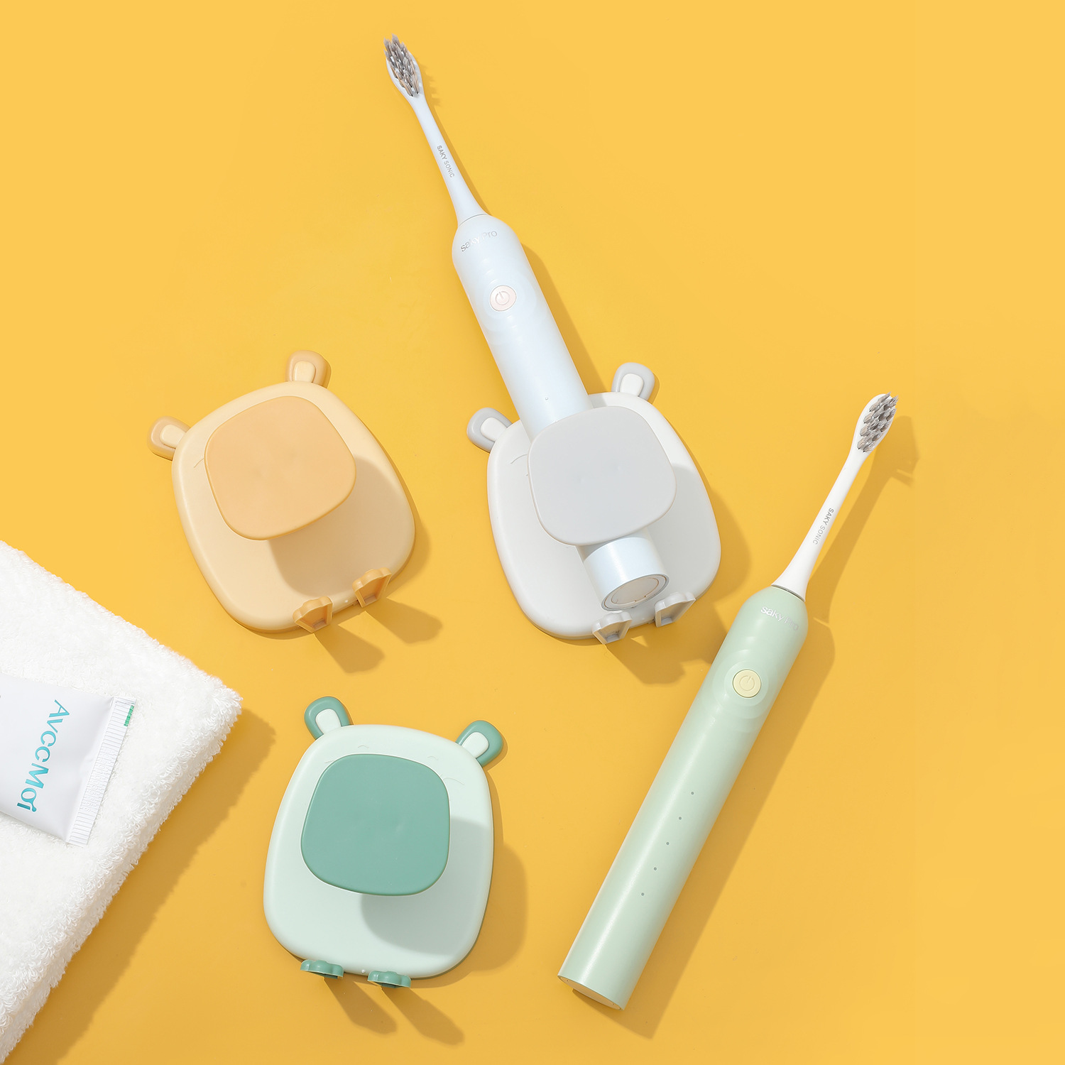 1PC Cute Toothbrush Holder Wall-mounted Electric Toothbrush Storage Rack Bathroom Space Saving Shelf Punch-free Storage Boxs