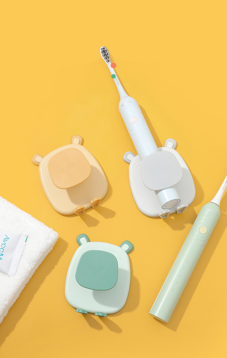 1PC Cute Toothbrush Holder Wall-mounted Electric Toothbrush Storage Rack Bathroom Space Saving Shelf Punch-free Storage Boxs