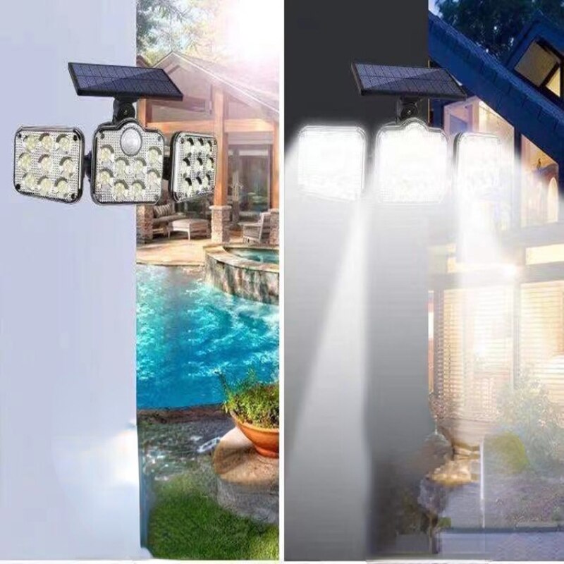 Solar Wall Light Motion Sensor Outdoor Waterproof Light Three-head LED Rotatable Landscape Wall Lamp Garden Outdoor Street Light