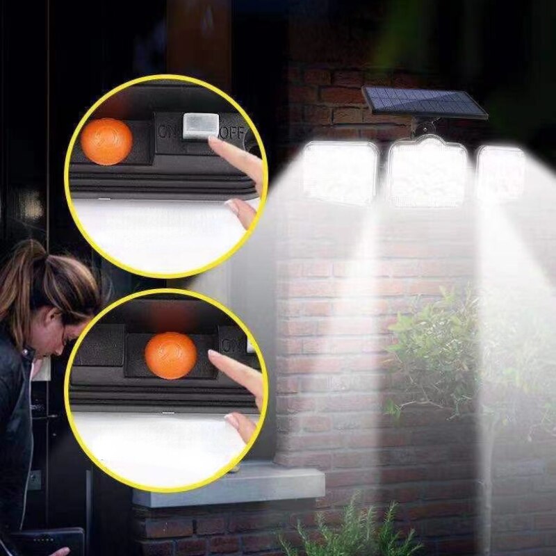 Solar Wall Light Motion Sensor Outdoor Waterproof Light Three-head LED Rotatable Landscape Wall Lamp Garden Outdoor Street Light