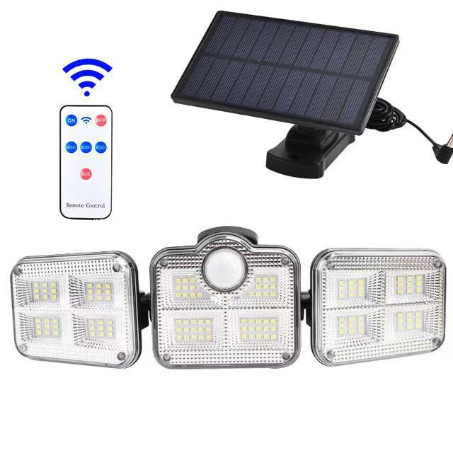 Solar Wall Light Motion Sensor Outdoor Waterproof Light Three-head LED Rotatable Landscape Wall Lamp Garden Outdoor Street Light