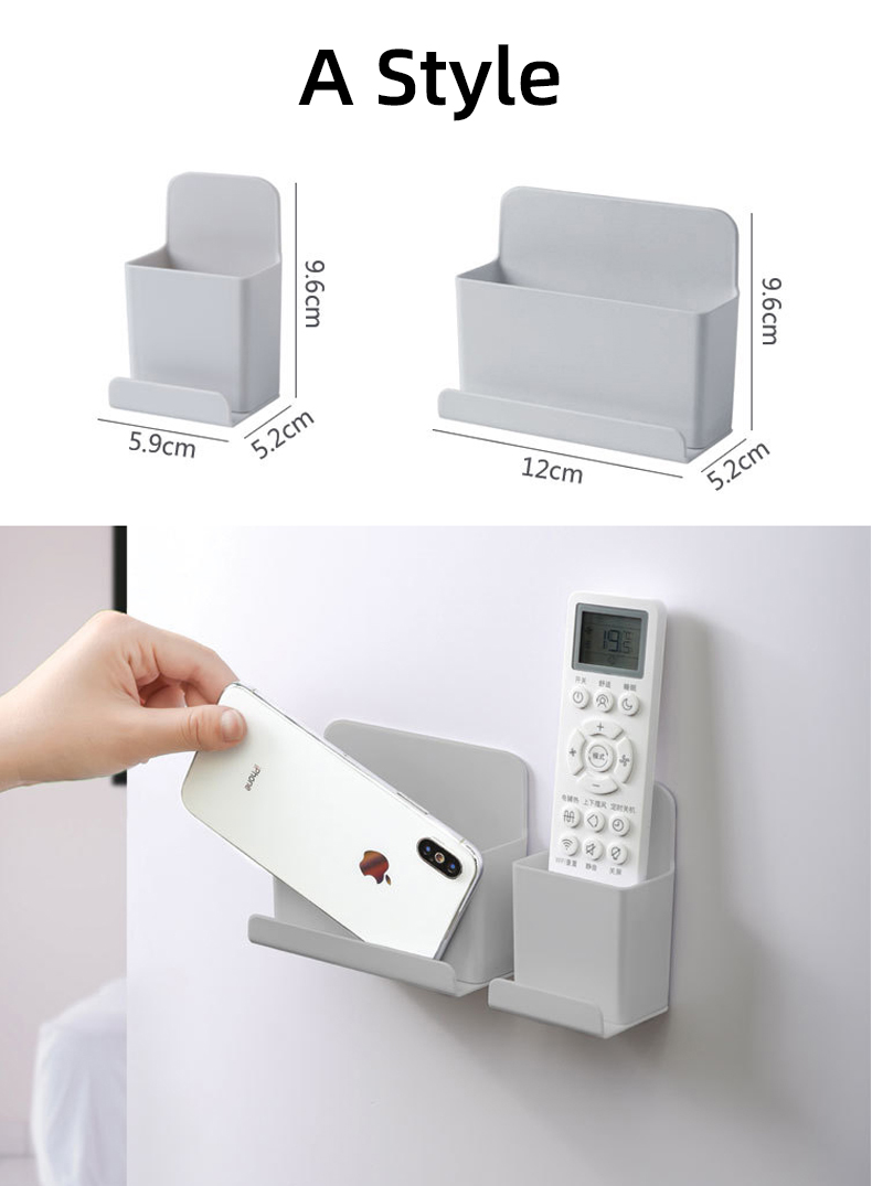 Wall Mounted Organizer Storage Box Remote Control Air Conditioner Storage Case Mobile Phone Plug Holder Stand Container Rack
