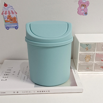 Mini Waste Bin Trash Can Desktop Garbage Basket Table Roll Swing Lid Small Scissors Pencil Household Office Storage Accessories