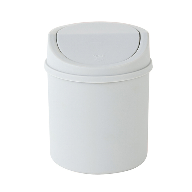 Mini Waste Bin Trash Can Desktop Garbage Basket Table Roll Swing Lid Small Scissors Pencil Household Office Storage Accessories