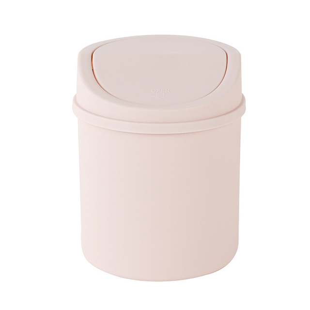 Mini Waste Bin Trash Can Desktop Garbage Basket Table Roll Swing Lid Small Scissors Pencil Household Office Storage Accessories