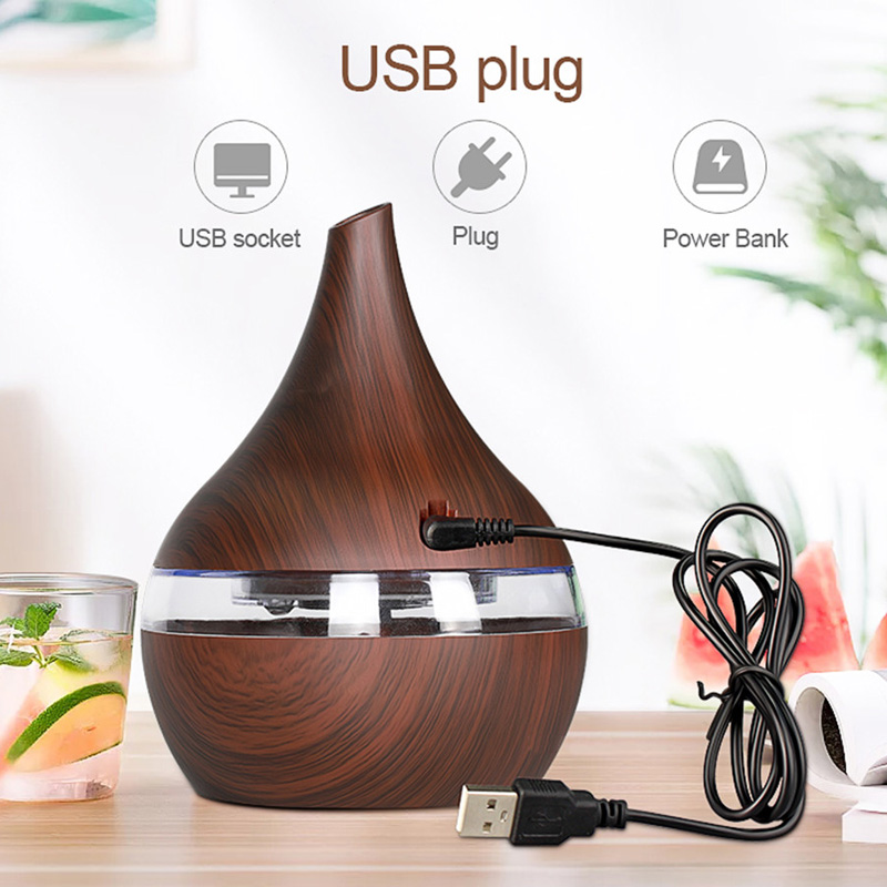 2022 5V USB humidifier USB luminous humidifier Household mini humidifier Wood grain purifier Aromatherapy machine