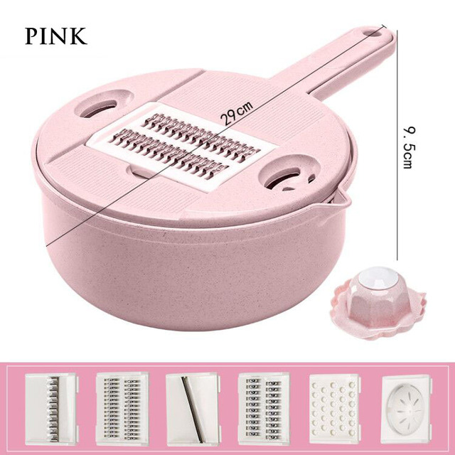 12 in 1 Vegetable Cutter Fruit Slicer Shredders Carrot Grater Chopper Gadgets Slicer Peeler Drain Basket Kitchen Accessories