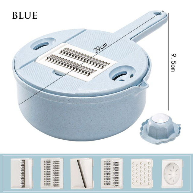 12 in 1 Vegetable Cutter Fruit Slicer Shredders Carrot Grater Chopper Gadgets Slicer Peeler Drain Basket Kitchen Accessories
