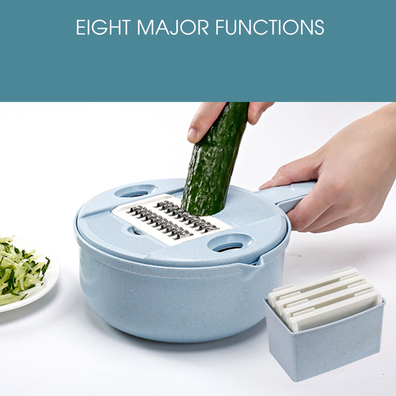 12 in 1 Vegetable Cutter Fruit Slicer Shredders Carrot Grater Chopper Gadgets Slicer Peeler Drain Basket Kitchen Accessories