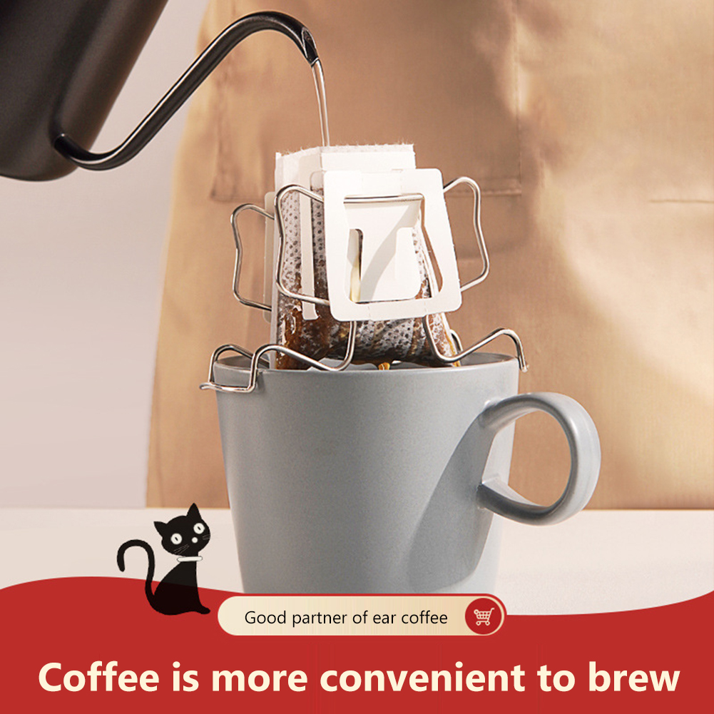 Ear Hanging Filters Dripper Baskets Reusable Stainless Steel Coffee Cup Dripper Baskets Environmentally for Home Office Supplies