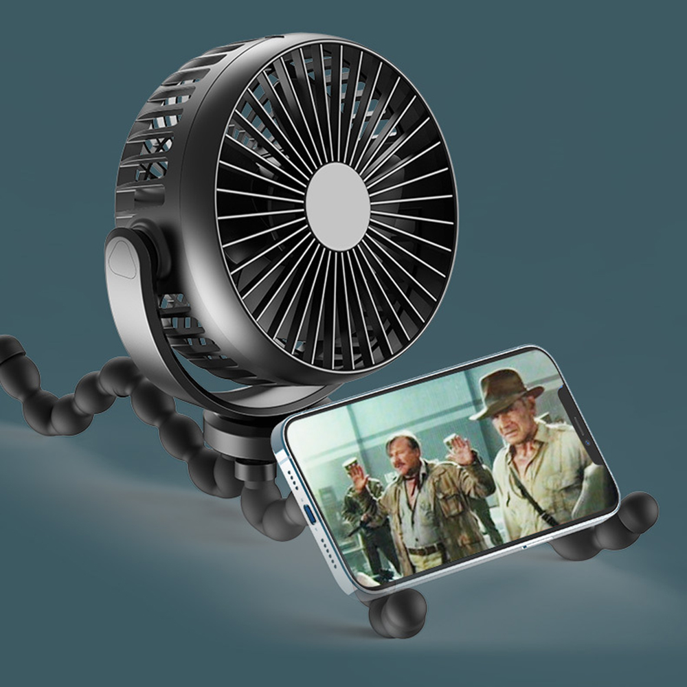 Portable Fan, Stroller Fan 5200mAh Battery Operated Fans USB Rechargeable Small Fan USB Cooling Fan 3 Adjustable Speeds