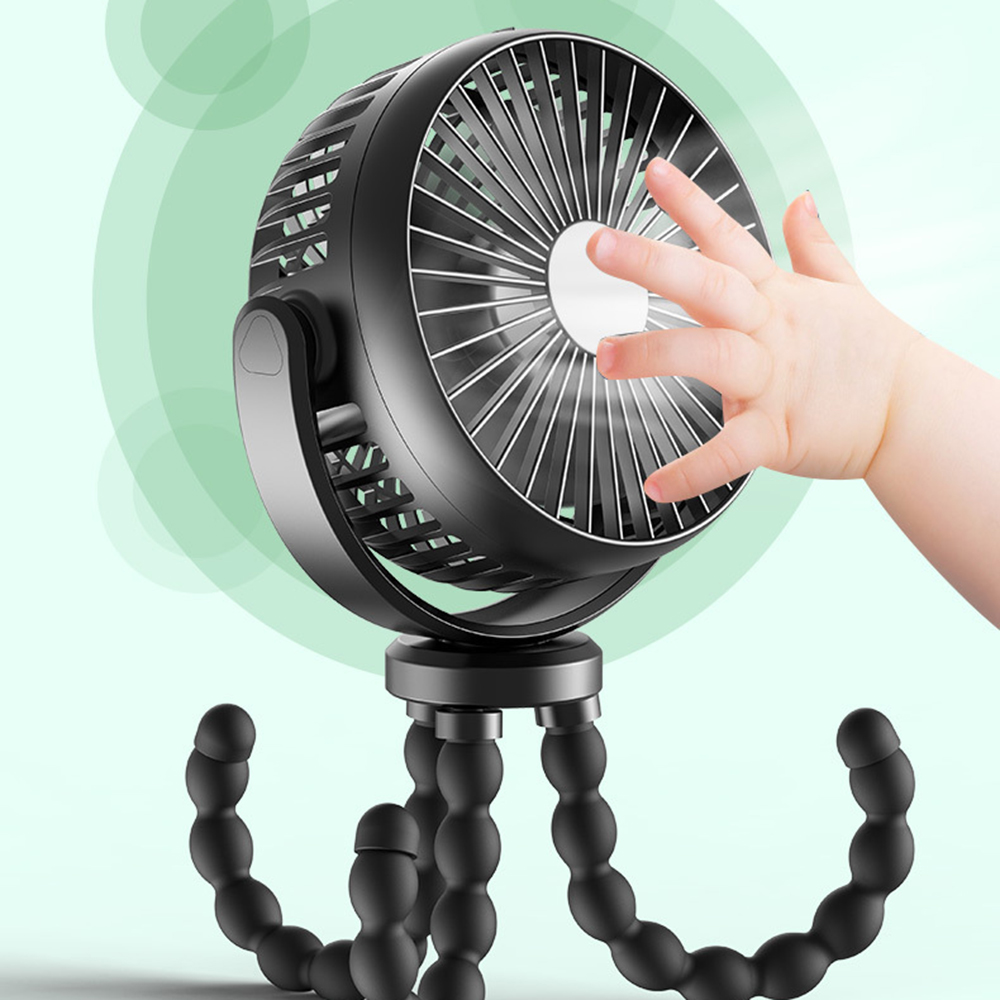 Portable Fan, Stroller Fan 5200mAh Battery Operated Fans USB Rechargeable Small Fan USB Cooling Fan 3 Adjustable Speeds