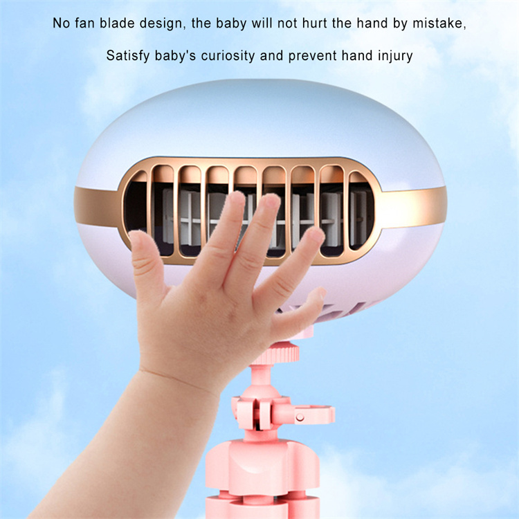 Bladeless Fan Baby Stroller Fan USB Rechargeable 1800mAh Battery Outdoor Mini Portable Handheld Fan Air Cooling Ventilator