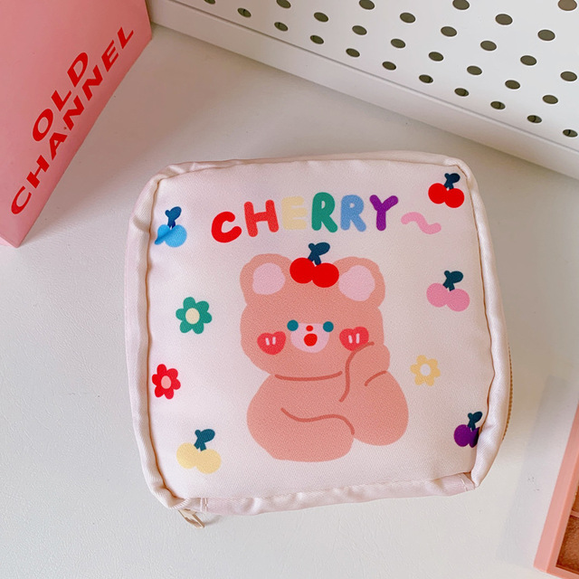 Korean Style Travel Kawaii Cosmetic Storage Bag for Girls Tampon Sanitary Pad Pouch Mini Makeup Earphone Coin Sundries Bags