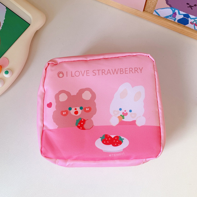 Korean Style Travel Kawaii Cosmetic Storage Bag for Girls Tampon Sanitary Pad Pouch Mini Makeup Earphone Coin Sundries Bags