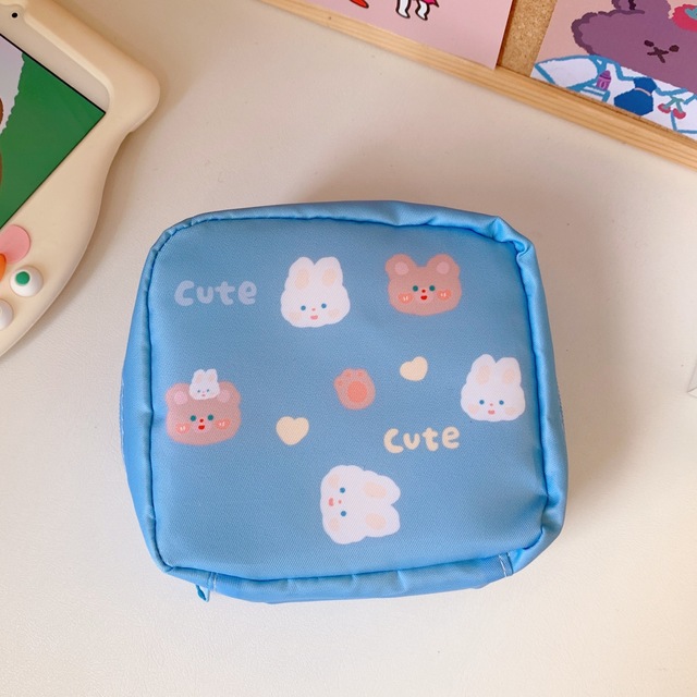 Korean Style Travel Kawaii Cosmetic Storage Bag for Girls Tampon Sanitary Pad Pouch Mini Makeup Earphone Coin Sundries Bags