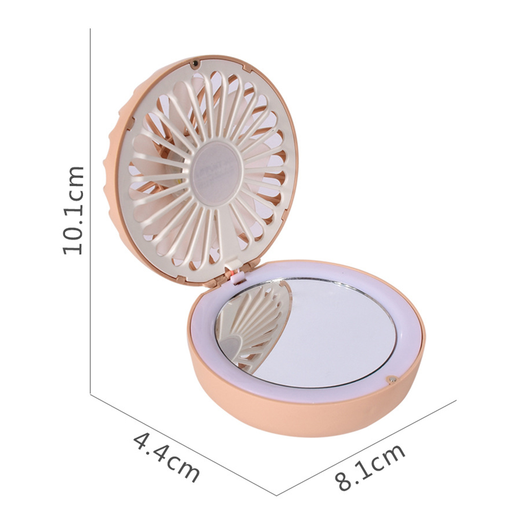 Potable Pocket Cooling Fan 2 in 1 Mini USB Rechargeable Folding Cooler Fan With Makeup Mirror LED Night lights Gifts Ventilador
